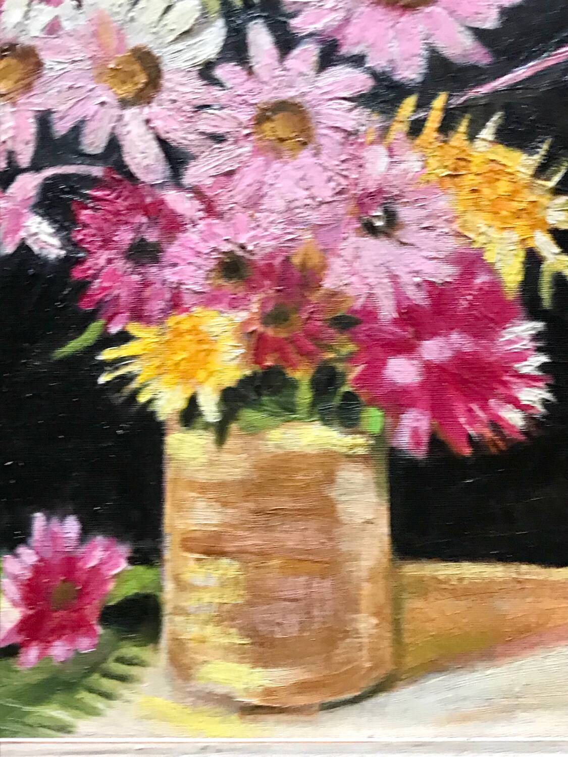 Vintage flower painting, original frame