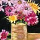 Vintage flower painting, original frame