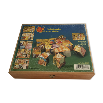 Wooden toy box of cubes Andersen's tales of the 1930s
