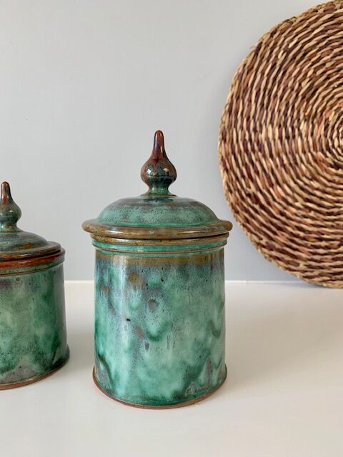 Pots terre cuite emaillée