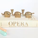 Trio of Elephant Parade Candlesticks | Brass | 1960s
