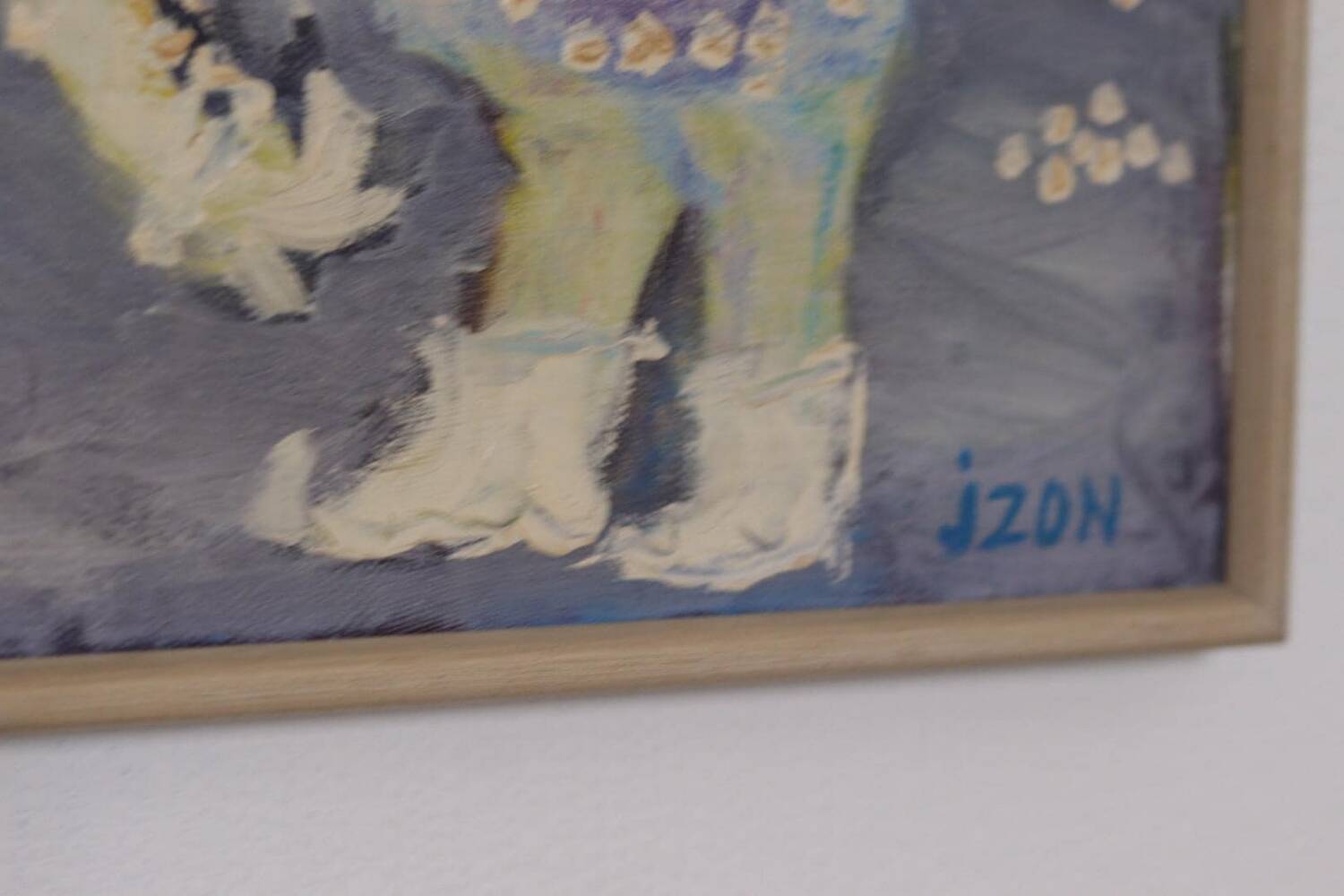 Original Swedish Oil on Canvas – “Figures” by JZON – Vintage, Framed
