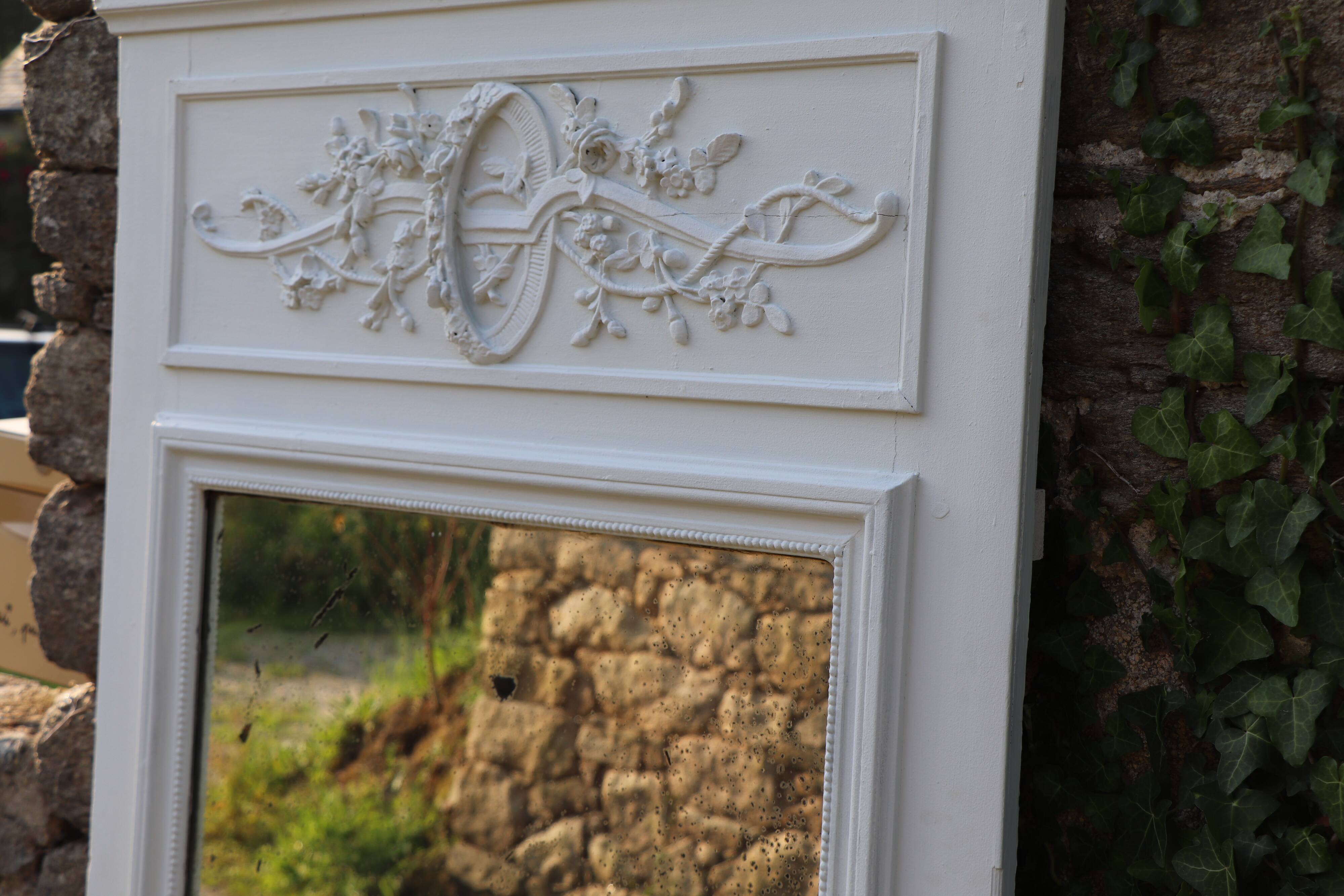 19th-century trumeau woodwork mirror 157x102cm