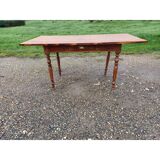 Country farmhouse table in pine and walnut, 1 drawer