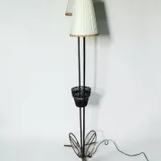 Wrought iron magazine rack floor lamp 1950s