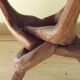 Carved African Hardwood Occasional Table with Geometric Top and Interlocking Legs