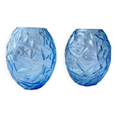 Paire de vases Art Déco en pâte de verre bleue