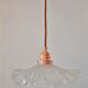 White pleated glass pendant lamp – electric mounting copper color