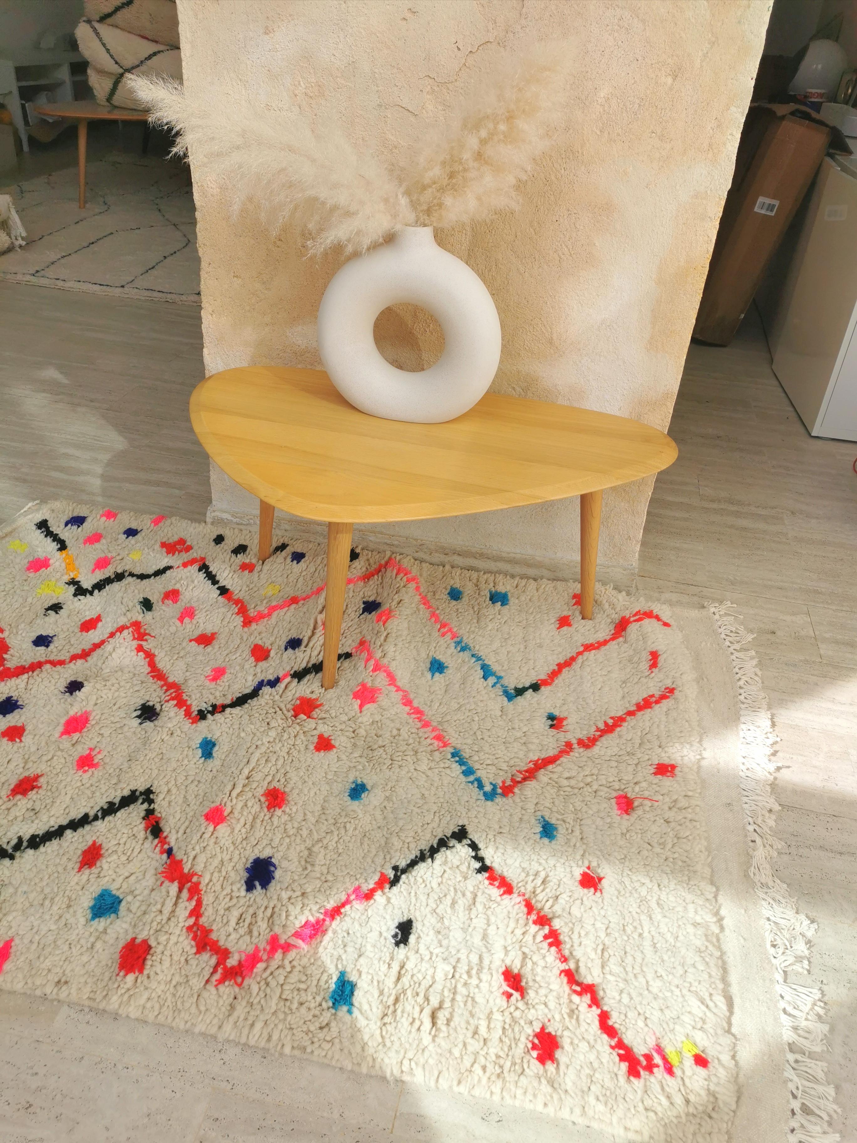 Berber carpet Azilal peas and zigzag colored wool