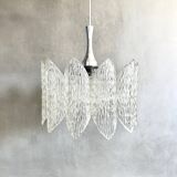 Ice Glass Lamp, Mid-Century Acrylic Pendant Light, Kalmar Era Ceiling Lamp