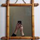 Miroir en bois tourné à l'imitation du bambou, des années 40-50, 42 x 49 cm