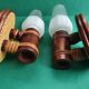Pair of vintage rattan bamboo wall sconces