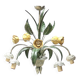 Floral chandelier with yellow flowers and green leaves, 90s