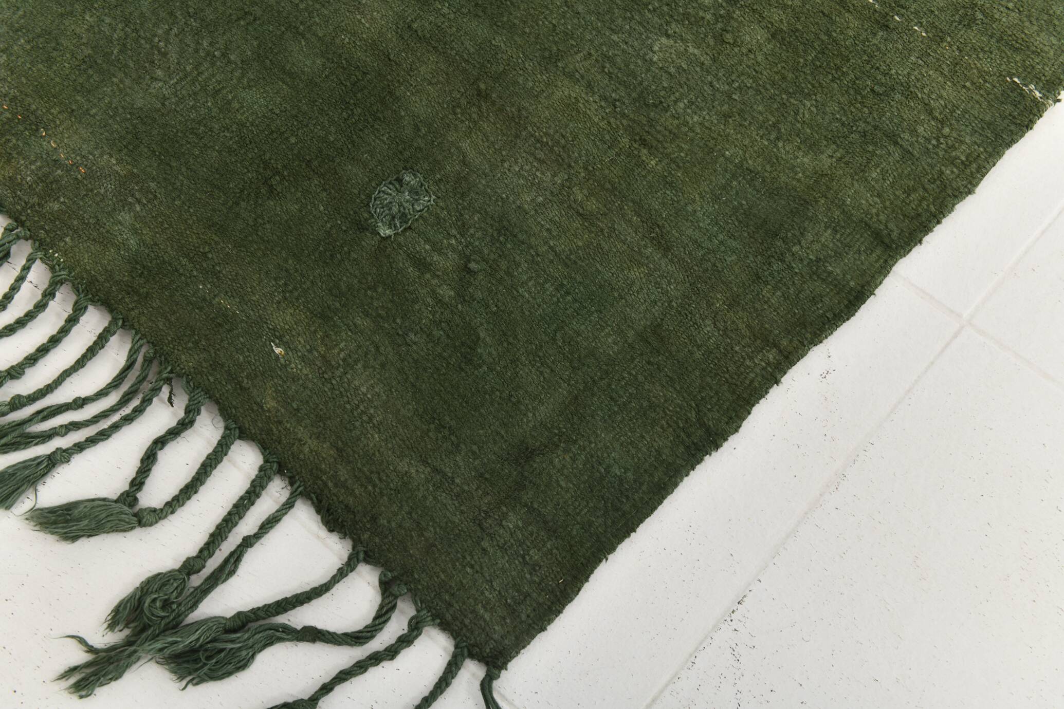 Forest Green Turkish Woven Kilim Rug For Bedroom, 157x278 Cm