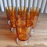 Set of 6 vintage brown foot glasses
