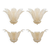 Appliques murales en verre de Murano Tronchi en or transparent par SimoEng - Ensemble de 4
