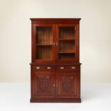 Art Nouveau Display Cabinet or Bookcase in oak with carvings and glass door