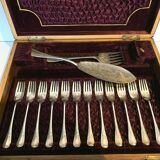 Service a poisson coffret en bois en bois d'acajou blond