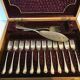 Fish service wooden blond mahogany box