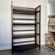 Dark wood folding bookcase 4 shelves