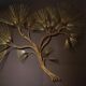 Large wall sculpture in the shape of a tree needle in brass by Curtis Jeré, mid-century modern.