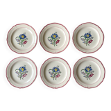6 assiettes plates anciennes en faïence de gien