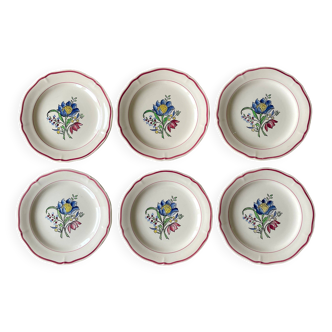 6 old flat plates in Gien earthenware