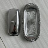 Metal butter dish with glass tray