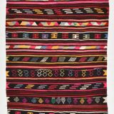 Burgundy Red Modern Pattern Kilim Rug, 162x313Cm