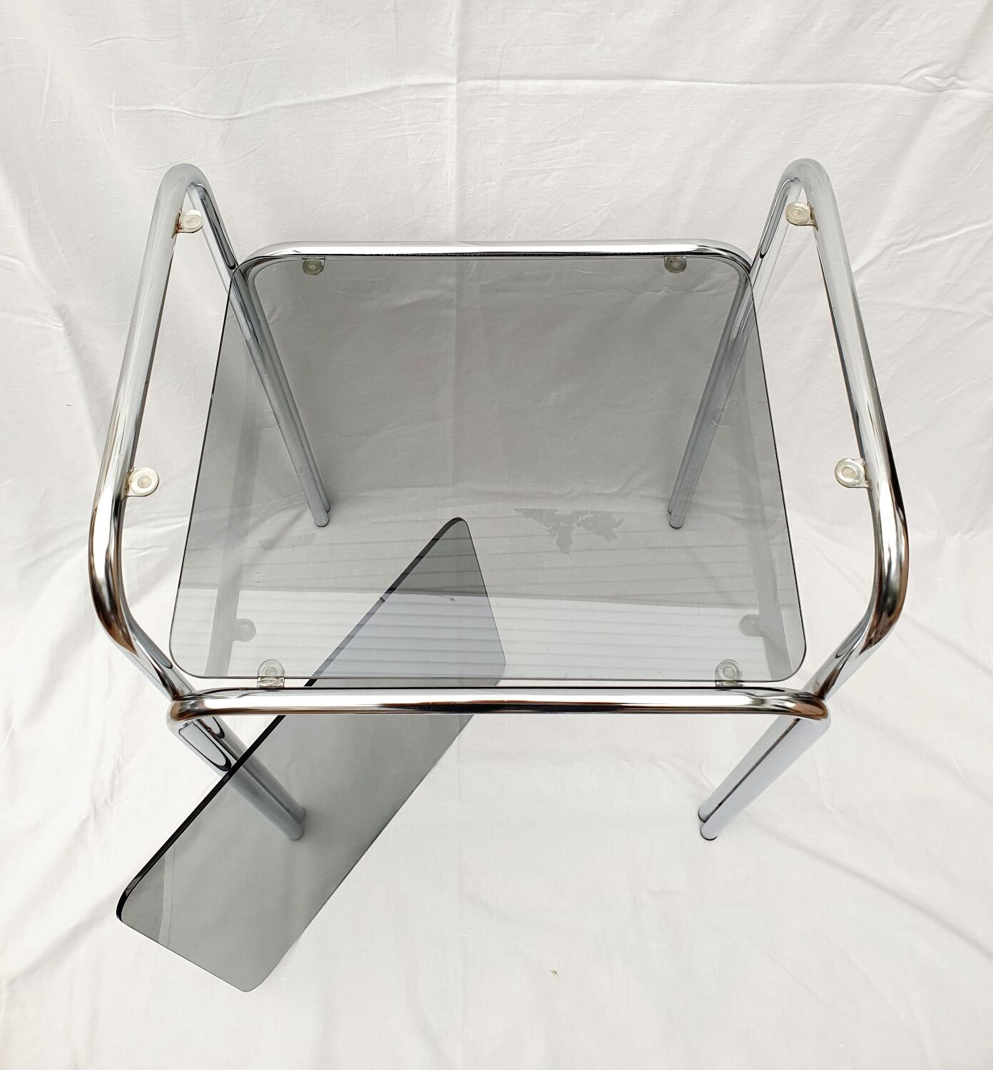 Design console 70 metal chromed smoked glass