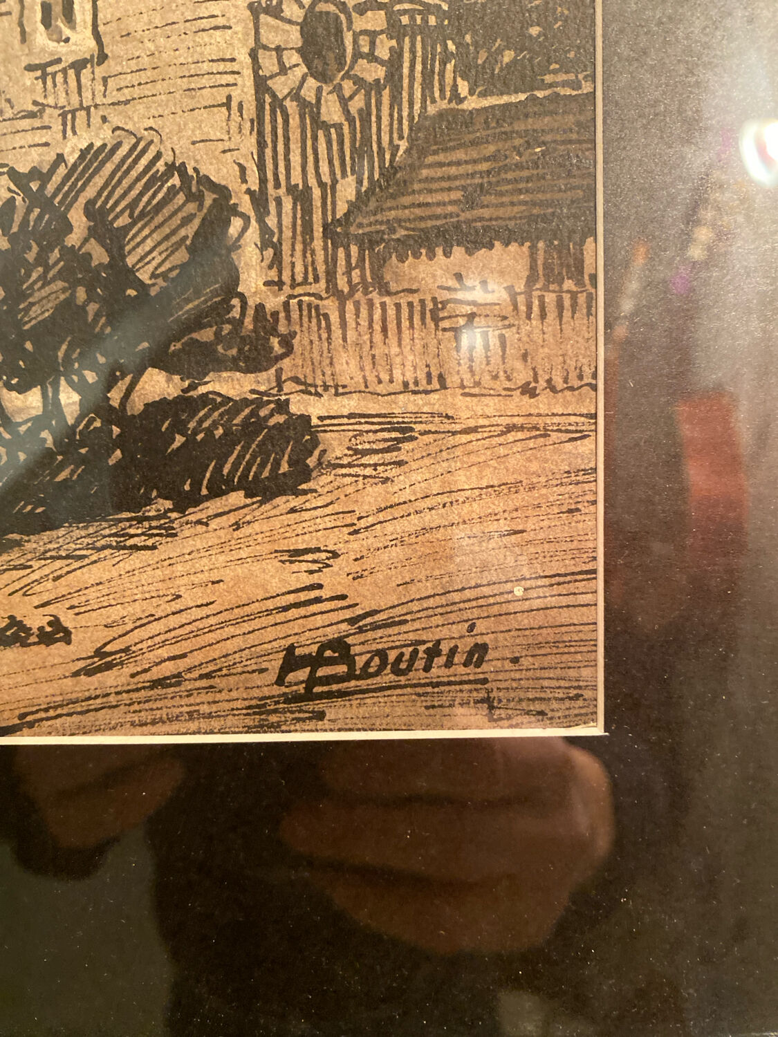 Encre de Chine originale, H. Boutin– vieux Nante (secteur cathédrale).