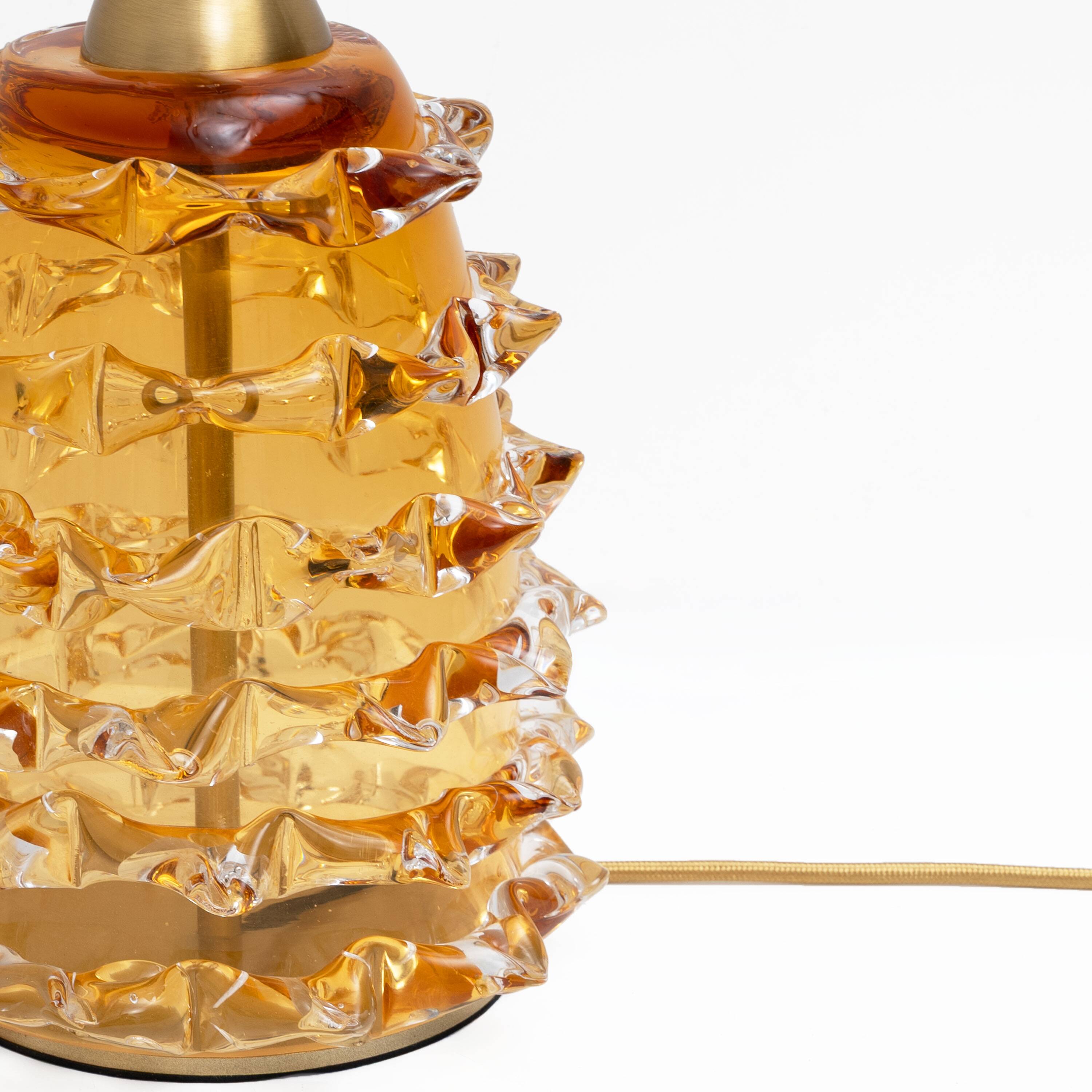 Paire de lampes de table en verre de Murano Amber Rostrato