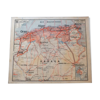 Vintage Vidal Lablache Algeria Tunisia No. 11 school map