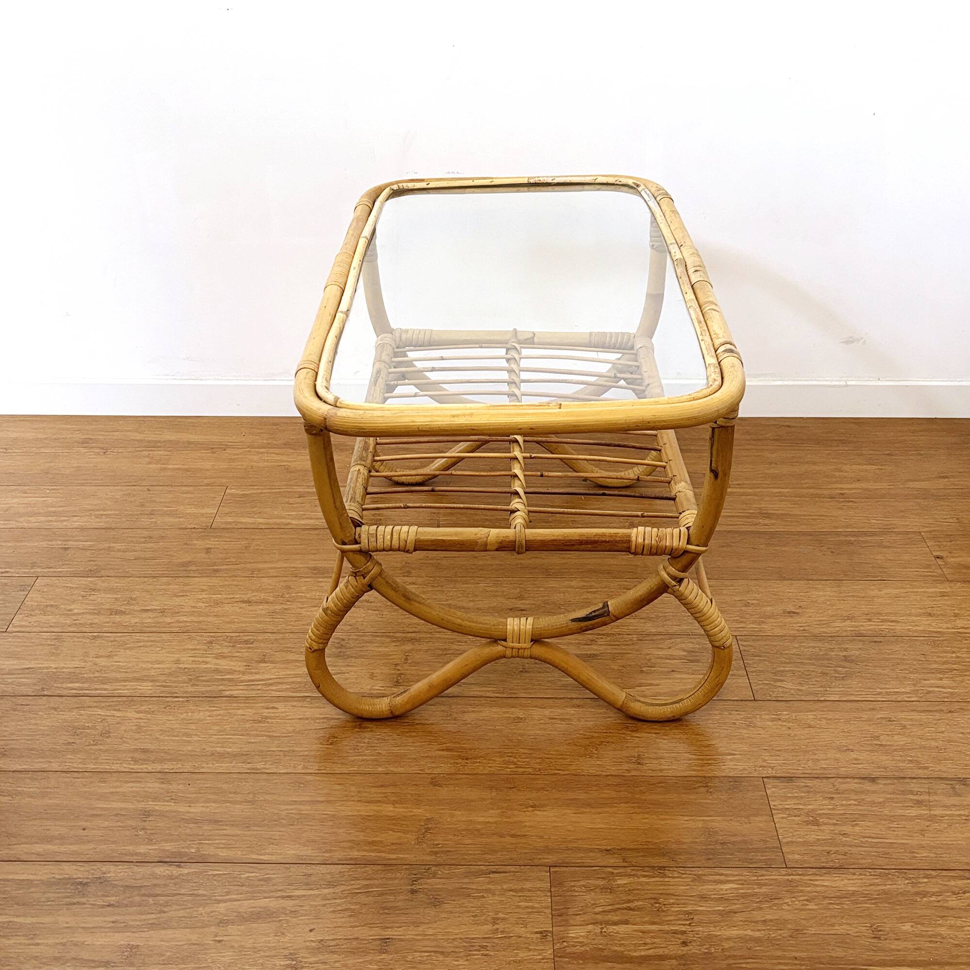 Vintage bamboo coffee table from the 1960s.
