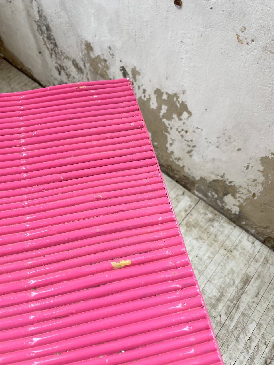 Vintage pink rattan chest of drawers