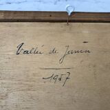 Oil painting on wood Janon valley landscape signed 1957