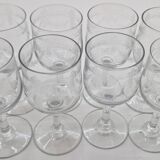 8 verres en cristal gravés