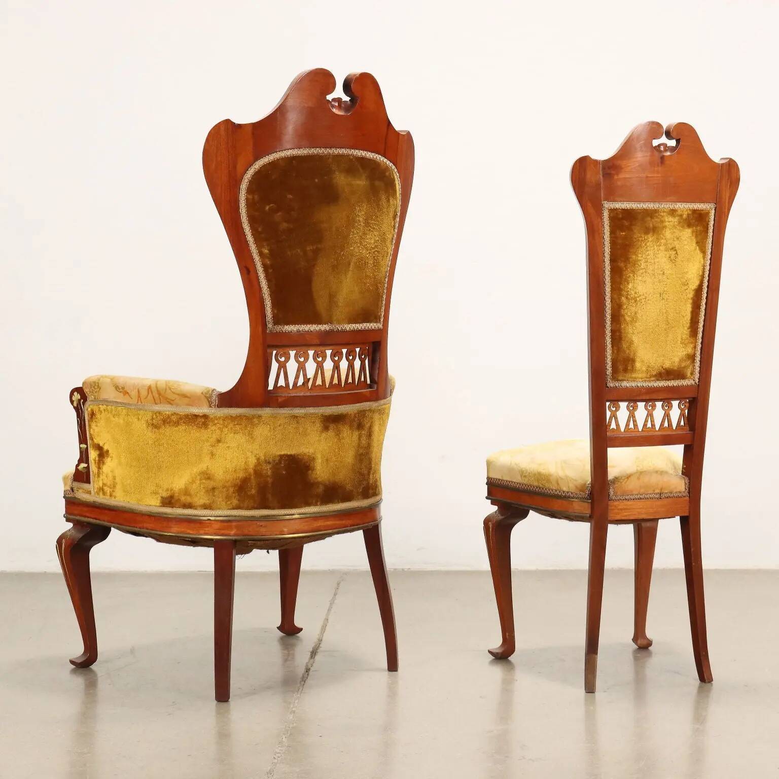 Group of Art Nouveau chairs and armchairs Italy 19th Century