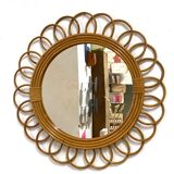 Rattan flower mirror