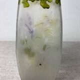 Acid-etched enamel vase with floral decoration