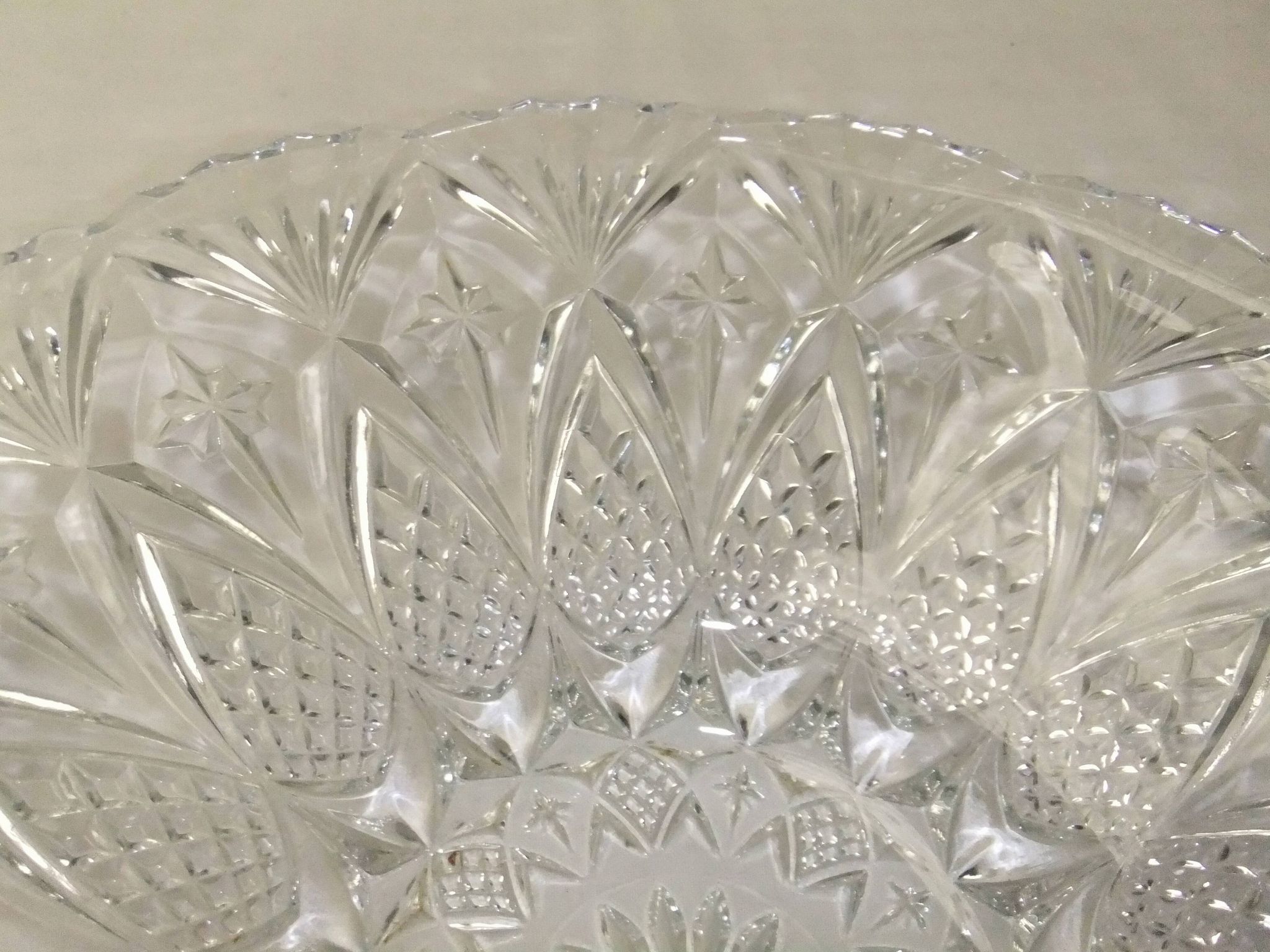 Coupe à fruits cristal taillé corbeille centre de table plat vintage 33cm