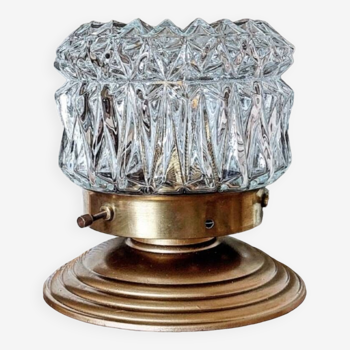 Lampe vintage verre ciselé