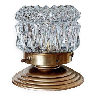 Lampe vintage verre ciselé