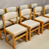 Set of 8 Brutalist Dining Chairs, 20th Century