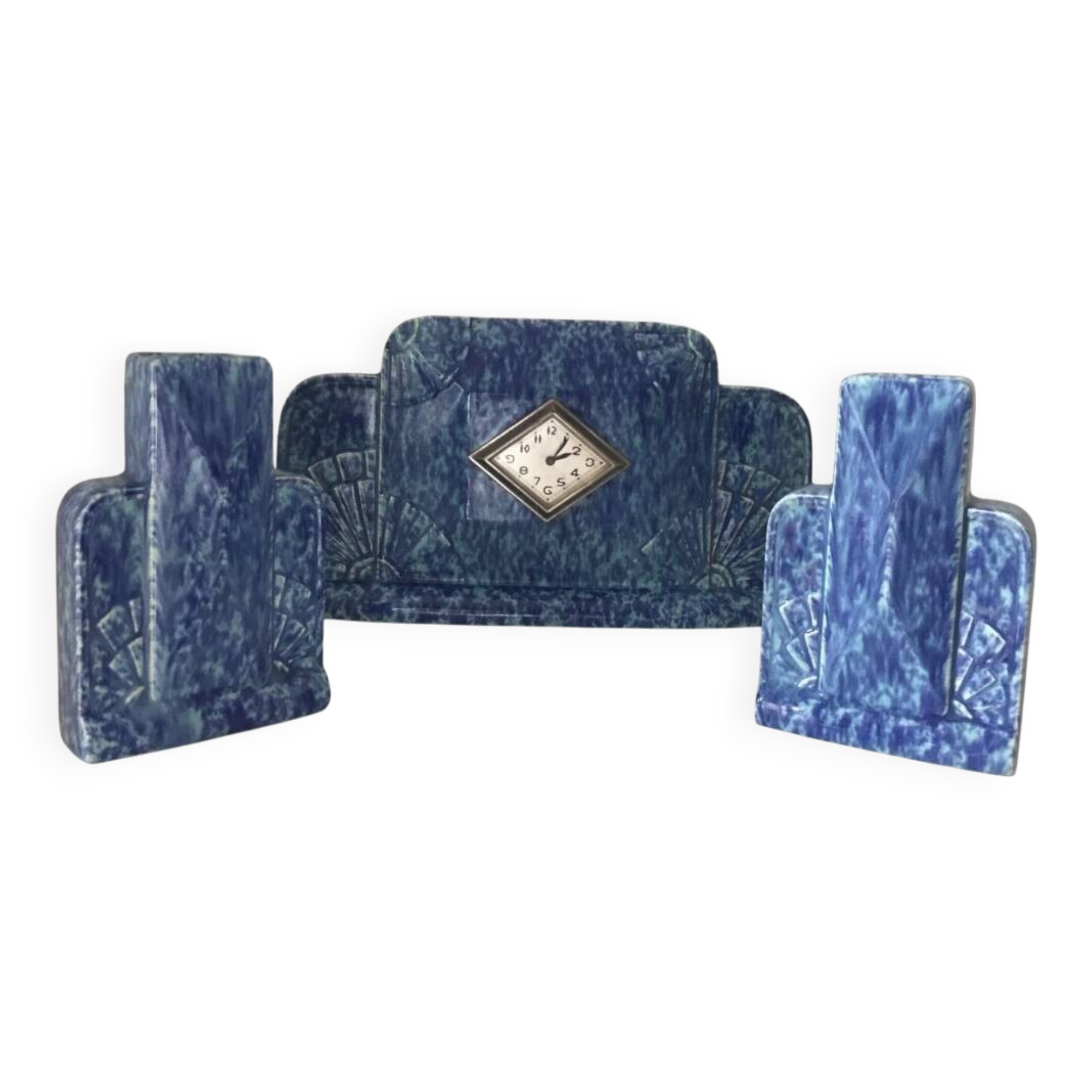 Odyv 1940 Art Deco Blue Fireplace Trim