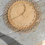 Vintage wicker flower mirror