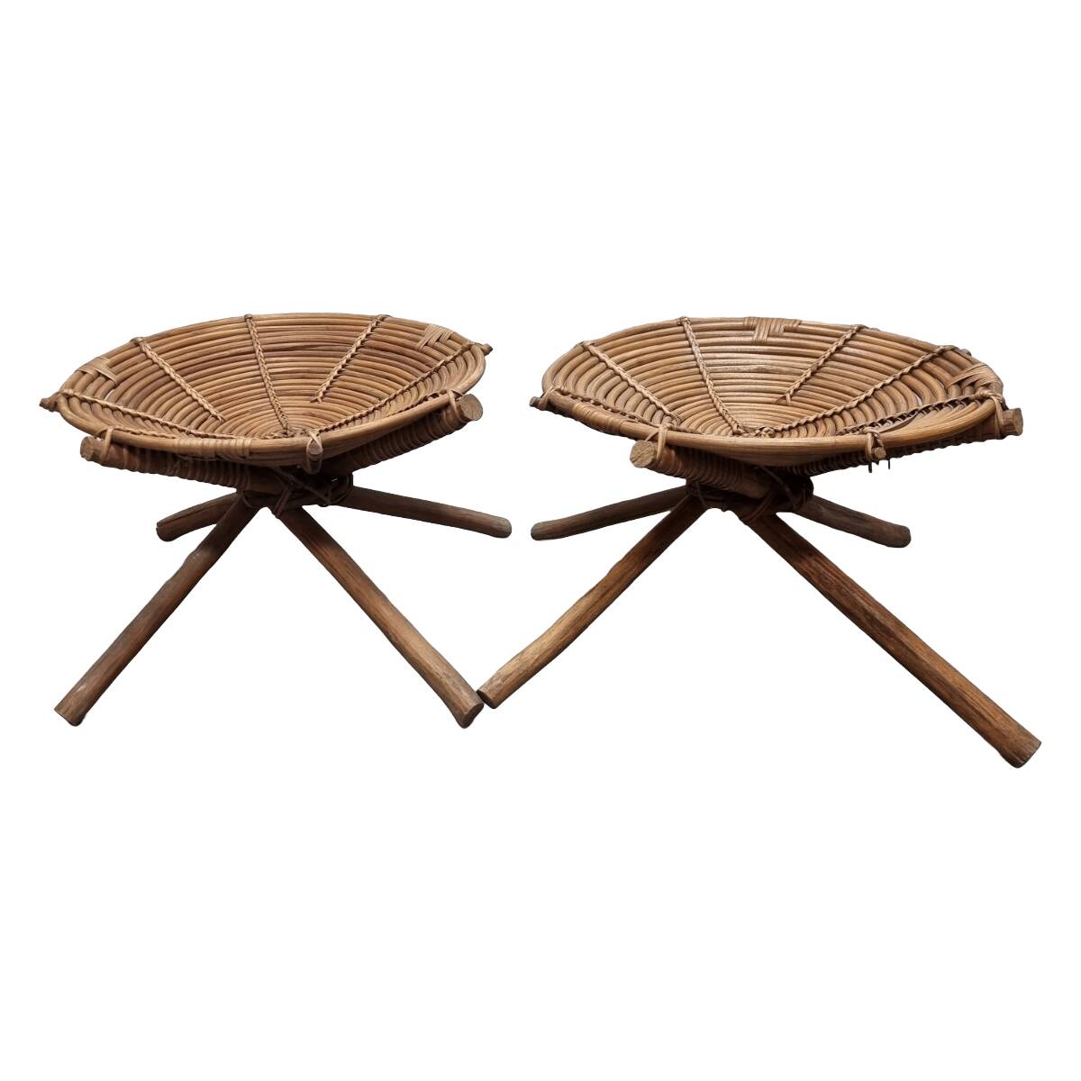 Vintage African Rattan Stools, 190s