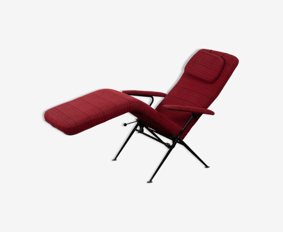 Chaise longue metal tissu année 1950