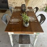 Farmhouse table with turned solid wood legs