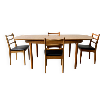 1960s Mid-Century dining table and dining chairs by Schreiber Furniture